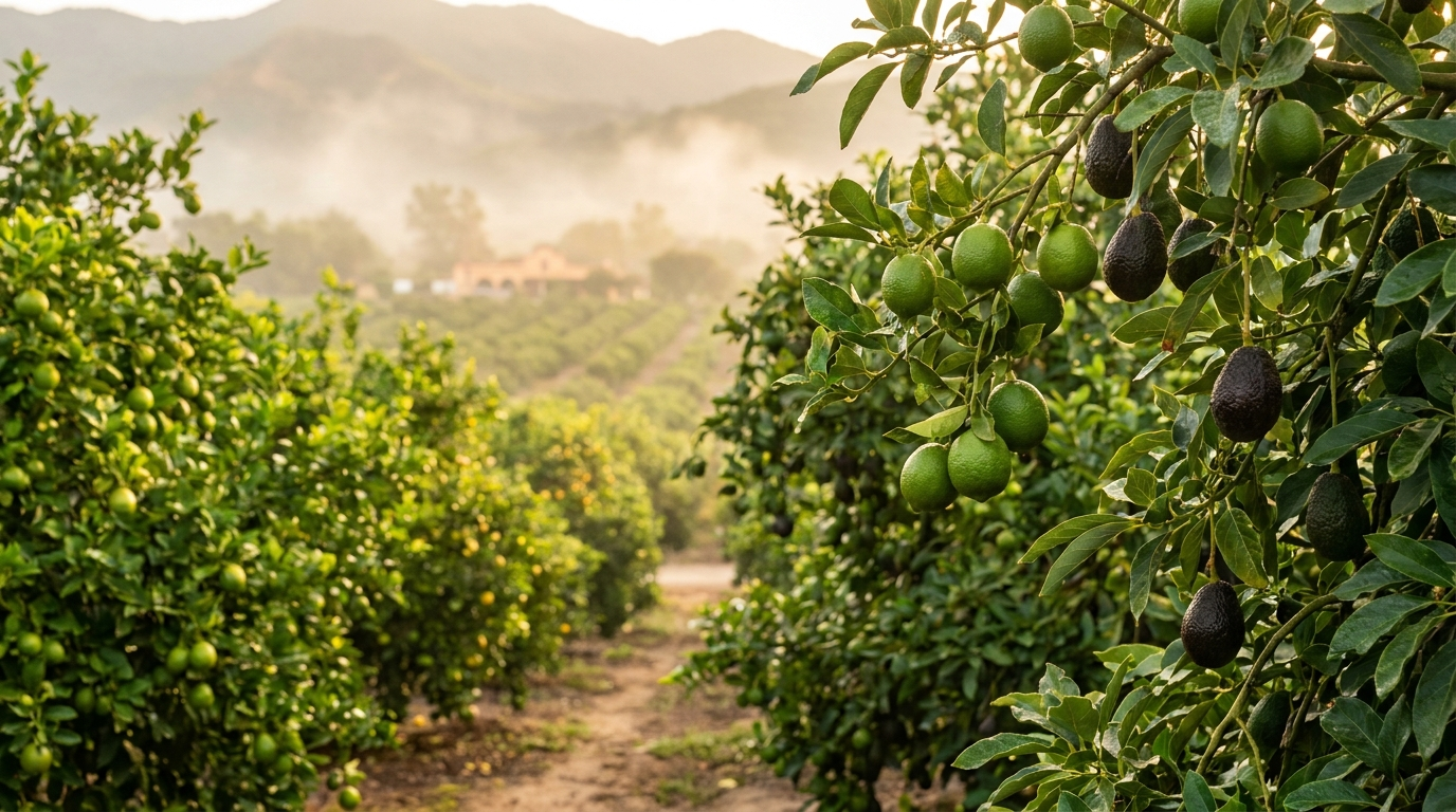 Lemon and avocado orchards